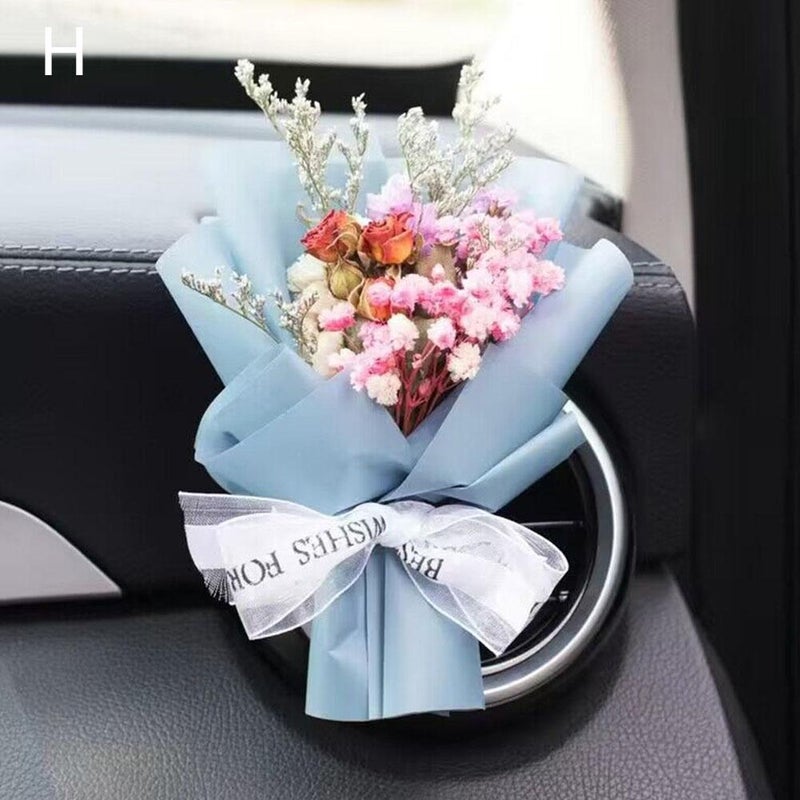 Creative preserved dried flower bouquet for car air vents, air conditioner fragrance clips, roses